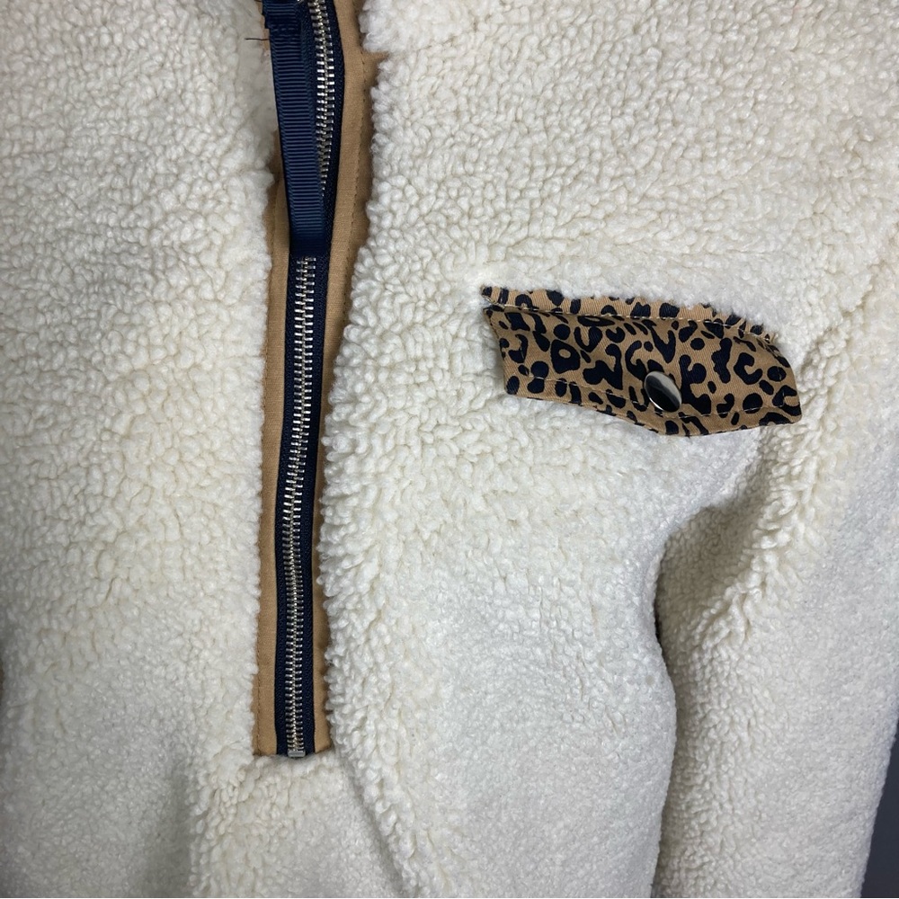 Pistola Zoey pullover XS women's sherpa fleece cream combo thick animal print - Picture 12 of 15